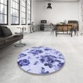 thumbnail image 4 of Ahgly Company Tapis Rond Lavable en Machine Intérieur Transitionnel Bleu Céleste, 4 Pieds Rond, 4 of 7