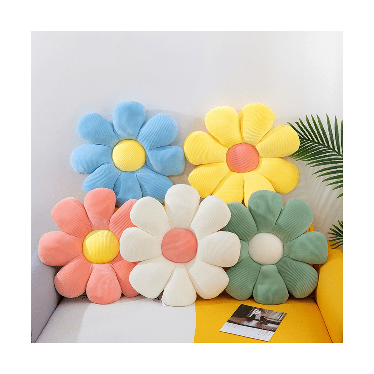 Winyuyby Flower Decorative Throw Pillow, Daisy Floor Cushion Sofa Throw Pillow for Living Room, Car, Bedroom Green