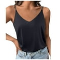 thumbnail image 6 of QHFBli Womens Silk Satin Camisole Tank Tops V Neck Spaghetti Strap Blouses Cross Back Sleeveless Cami Shirt, 6 of 8
