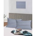 thumbnail image 5 of Navy Blue Striped Pillow Covers Standard Size 2 Pack, Farmhouse Striped Geometric Art Soft Bed Throw Pillowcases Breathable Cooling Long Lumbar Body Pillow Sham Cover for Bed Sofa 20''x26'', 5 of 7