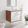 thumbnail image 3 of Modway Transmit 24.5" Modern Plastic Wall-Mount Bathroom Vanity in Walnut/White, 3 of 8