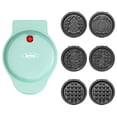 thumbnail image 2 of Heynemo 6 in 1 Mini Waffle Maker, 4” Waffle Iron with Removable Non-stick Plates, Perfect Mini Waffle Maker for Kids and Families, Light Blue, 2 of 8
