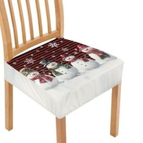 SEANATIVE Snowman Chair Covers for Dining Chairs Set of 2 Christmas Chair Covers with Elastic Band Square Chair Seat Protective Cover Furniture Protector Covers Xmas Decor