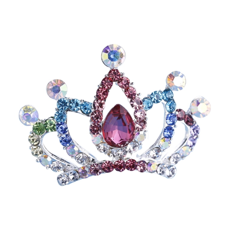 Rhinestone Princess Crown Hair Comb Hairpin for Girls - Cute  display picture 3