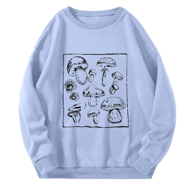 Sudadera Para Mujer Otoño Sudaderas Cuello Redondo Estampado de Plantas Manga Larga Otoño Invierno Versátil Tops Sin Capucha Odeerbi ODB148067