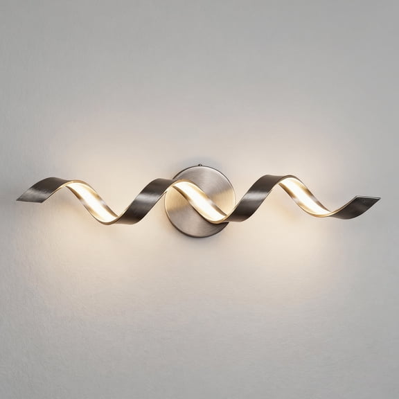 LIGHTINN 24 inch Bathroom Lighting Fixture With Spiral Design, 15W Modern Dimmable LED Bathroom Vanity Light Over Mirror, 4000K Brushed Nickel