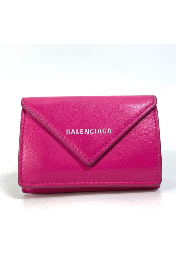 Pre-Owned Balenciaga 391446 logo Compact wallet Trifold wallet pink White (Good)