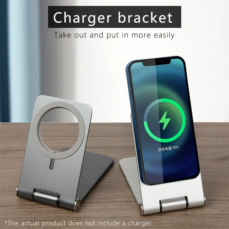 Charger Stand For Magsafe, For Magsafe Charger Foldable Phone Stand Holder  Cradle Dock For Desk/ Office / Home Table Desk Compatible For Apple Magsafe  Charger Silver 