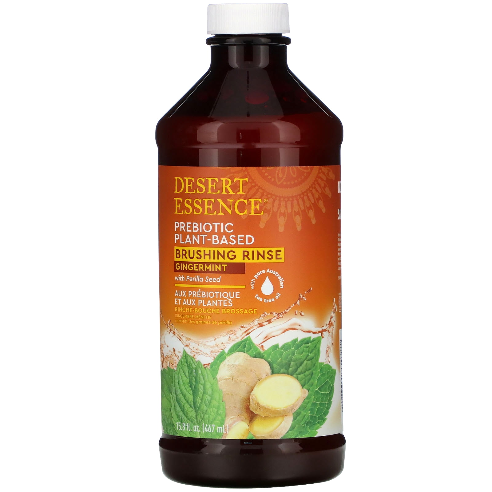 Desert Essence Prebiotic, PlantBased Brushing Rinse, Gingermint, 15.8