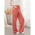 thumbnail image 4 of Raccmtaty Women Baggy Pants Drawstring Waist Wide Leg Striped Pants Multiple Pockets Trousers, 4 of 7
