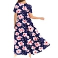 thumbnail image 3 of Frontwalk Women Long Dress Crew Neck Sundress Floral Printed Maxi Dresses Summer Tunic Short Sleeve Picture color 15 2XL, 3 of 3