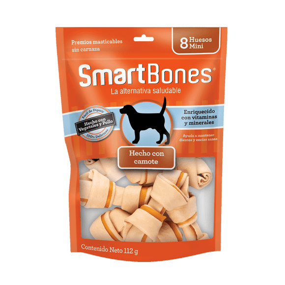 SmartBones premio para perro Hueso Camote Mini 8 pzs