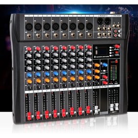 8 Channel Audio Mixer DJ Mixer, Professional Sound Board Mixing Console with Bluetooth USB Digital, Live Studio Audio Mixer 48V Phantom Power for Karaoke Streaming Recording