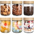 thumbnail image 1 of DIOZYRA Paquete de 6 de Recipientes de Avena con Tapas de Bamb&uacute; Herm&eacute;ticas,Tarros de Avena de Vidrio,Overnight Oats Jar Reutilizables Tarros de Vidrio para Snacks Yogur Especias, 1 of 9
