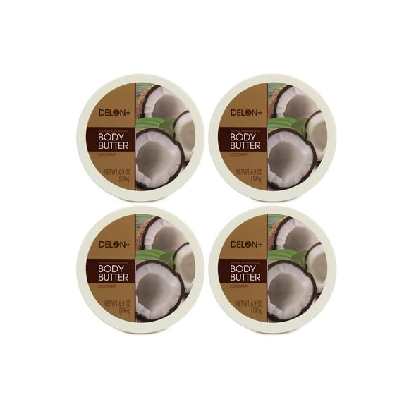 DELON Intense Moisturizing Body Butter, Coconut, 4 Count