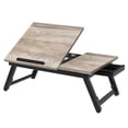 thumbnail image 1 of SONGMICS Escritorio Port&aacute;til, para Cama Sof&aacute;, Bandeja con Patas Plegables de Altura Ajustable, (61-68.3) x 34.9 x (22.5-32) cm, Greige MLLD105W01, 1 of 8