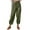 Army Green, variant on ABATAB Cotton Linen Pants for Women Button Lounge Harem Trousers Drawstring Elastic Waist Summer Beach Pants Outfits with Pockets