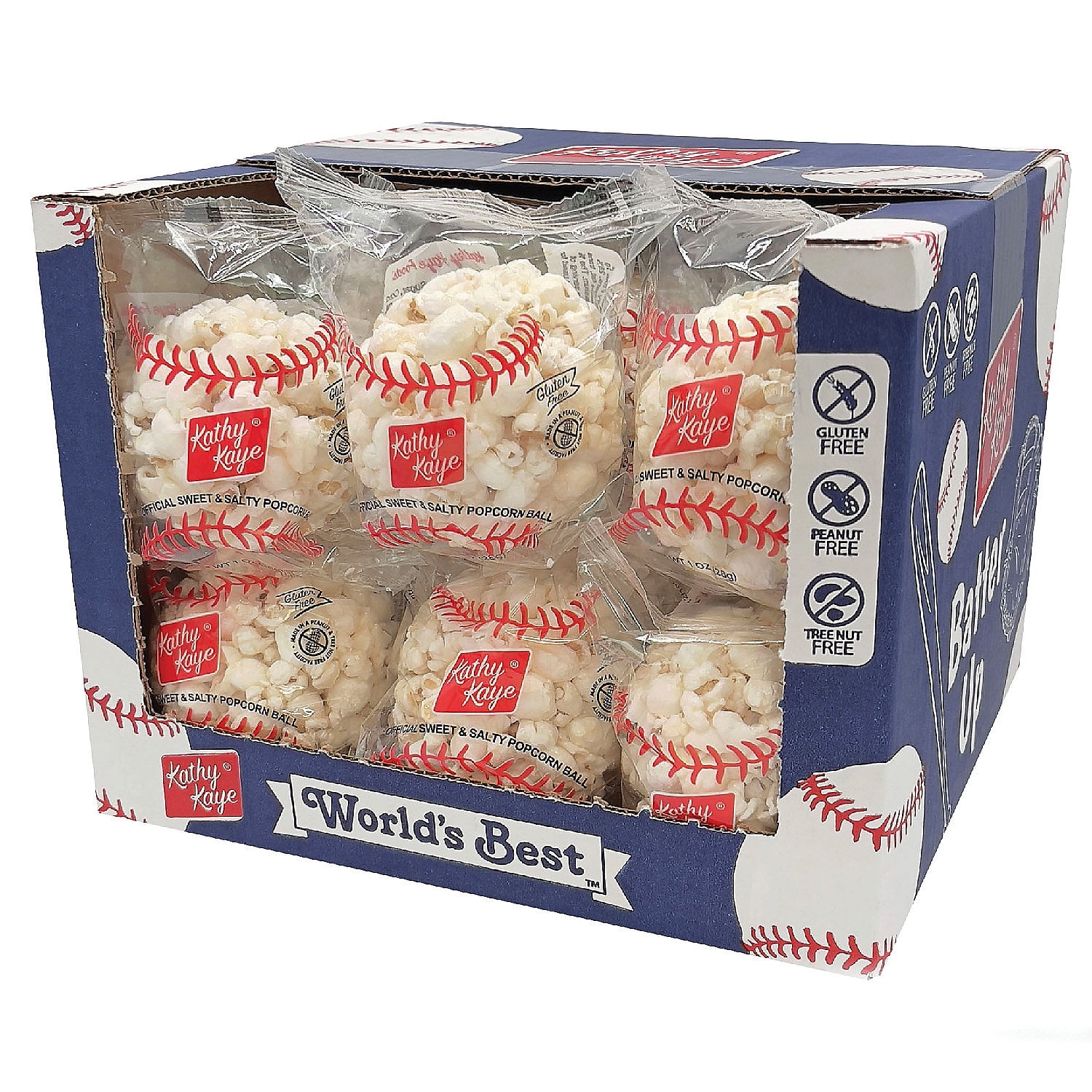 Fun Express Baseball Popcorn Balls, 18 Pieces, Sweet and Salty