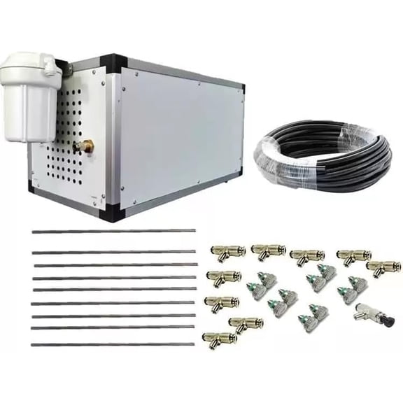 Mistcooling System - High pressure Misting System - Stainless Steel Tubing - 1500 PSI Misting Pump - DIY Misting System - Residential, Commercial & Industrial - (18 Ft Mist Line - 10 Nozzles)