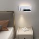 thumbnail image 3 of Luz de pared LED para interiores con interruptor, puerto de carga USB y cargador inalámbrico Qi, regulable 3W y retroiluminación, lámpara de noche para lectura, hotel, dormitorio, luz, 3 of 5