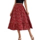 thumbnail image 1 of VISgogo Falda larga para mujer, cintura elástica, estampado floral, volantes, dobladillo grande, línea A, faldas casuales, S/M/L/XL VISgogo  moda, 1 of 7