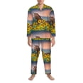 thumbnail image 3 of Salouo Horse Sunflowers Print Button-Front Long Sleeve Pajama Set for Men, Soft 2Pjs Men's Long Sleeve Sleepwear-Small, 3 of 7