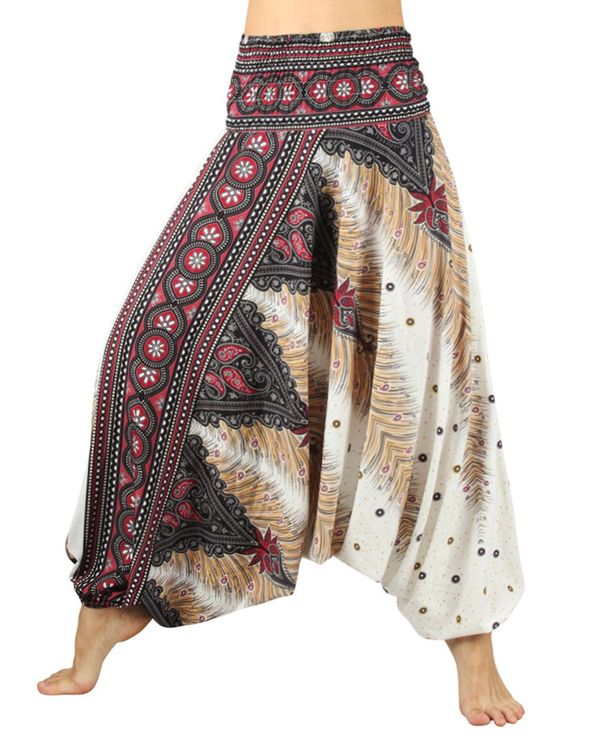 New Ladies Smock Harem Pants Baggy Bohemian Boho Hippie Aladdin Yoga Trousers HP