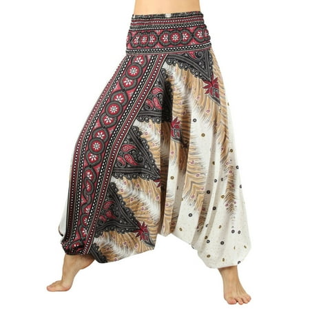 

SEASUM Women s Aladdin Harem Yoga Pants Bohemian Clothing Hippie Baggy Boho Pajama Pants Casual Palazzo Lounge Pants White