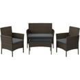 thumbnail image 1 of Boutique Home Outdoor Patio 4 Piece Furniture Conversation Set, PE Rattan - Grey Pillows, 1 of 5