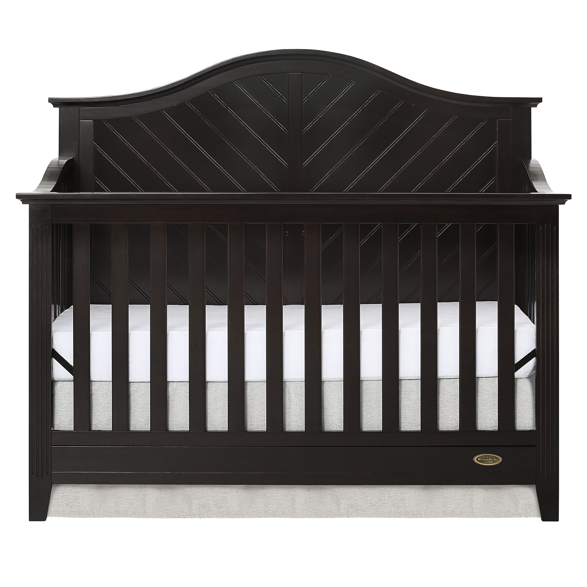 dark brown crib with changing table