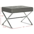 thumbnail image 5 of SAFAVIEH Micha Modern Glam X-Leg Upholstered Rectangular Ottoman, Grey/Chrome, 5 of 7