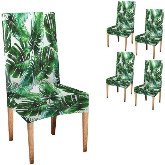 Tropical Floral Dining Room Chair Covers Set of 4 Tropical Leaves Jungle Seamless Watercolor Floral Pattern Parson Chair Slipcover Removable Washable Chair Protector for Home,Restaurant