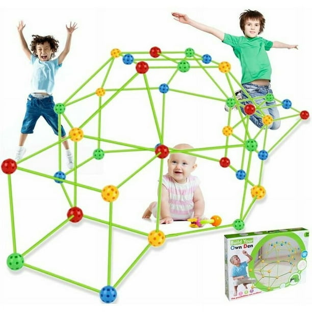 Tienda de campaña para niños, kit para construir una cabaña con forma de castillo, túnel de juguete para interior y exterior (bola de luz de 45 cm y palo de 75 cm con tienda de campaña)
