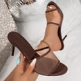 thumbnail image 2 of Gpaecead Women's Mesh Stiletto High Heel Mules Open Toe Breathable Slip On Summer Dressy Evening Party Shoes, Brown, 2 of 8