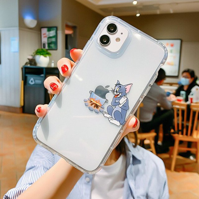Funda de teléfono con diseño de gatos para IPhone, carcasa transparente de ratón para modelos 11, 12, 14, 13 Pro MAX, Mini, XR, XS Max, X, SE2, 7, 8, 14Plus