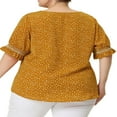 thumbnail image 3 of CHUANK Women‘s Plus Size Summer Outfits Pin Dots Floral Fashion Blouses, 3 of 6