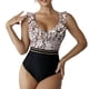 thumbnail image 1 of Traje de baño de una pieza con estampado de leopardo, sin mangas, con volantes, cuello en V, traje de baño de una pieza sin espalda a la moda para mujer, café XXL, 1 of 8