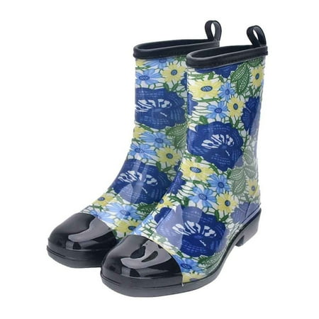 

YTJX Punk Style Mid Boots Women s Non-Slip Rain Boots Outdoor Rubber Water Shoes