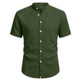 thumbnail image 7 of Fashion Men Casual Solid Short Sleeve V-Neck Blouse Button Shirt Tops With Pocket, 7 of 7