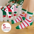 thumbnail image 2 of 5 Pack Kids Christmas Socks, Cotton Non Slip Ankle Crew Socks for Boys, Girls, 2 of 7