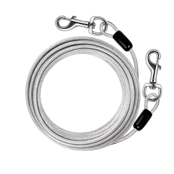 25 FT Dog Tie Out Cable, Heavy Duty Dog Chains for Outside with Lockable Hook, Pet Tie Out Cable for Outdoors Yard Camping Parks