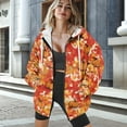 thumbnail image 3 of FOR U DESIGNS Thanksgiving Oversized Zip Up Hoodie for Womens Long Cardigan Comfortable Hooded Size XS Ladies Zipper Maple Leaf Hoodies with Pockets and Drawstring Fall, 3 of 7
