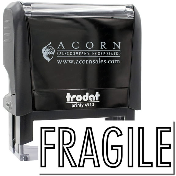 Large Self-Inking Fragile Stamp, Trodat Printy 4913, Press and Print Stamping, Impression Size 7/8" x 2-1/4", Up to 10,000 Impressions - Black Ink