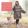thumbnail image 4 of Wearable Oversized Blanket,Brown Geometric Triangle Diamond Pattern Wearable Blanket Hoodie for Adults,Cozy Hooded Blankets with Super Pockets,Super Warm Fuzzy Pullover for Women & Men, 4 of 6