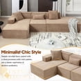 thumbnail image 4 of Dinosisco 129.5" Oversized Modular Sectional Sofa, Modern L-Shaped Couch with Left Chaise, 3 Pieces Living Room Sofa Set, No Assembly Required, Light Brown Chenille, 4 of 12