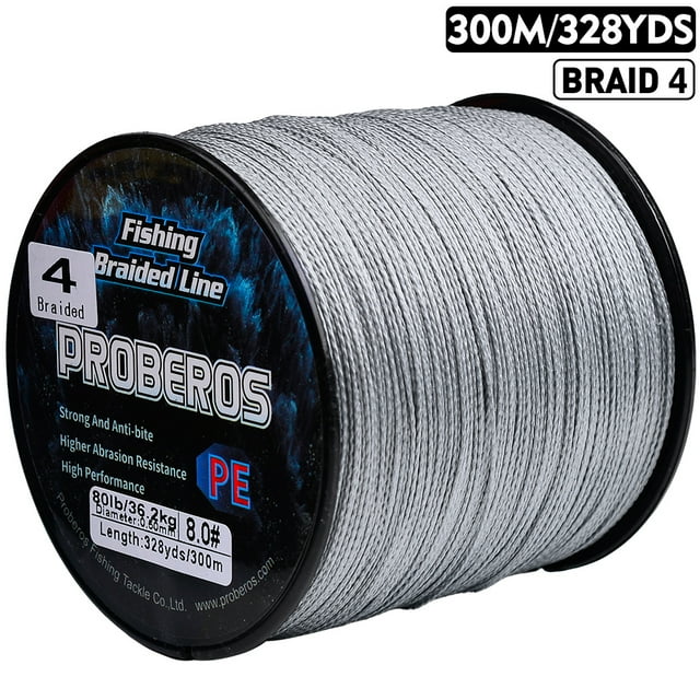 PROBEROS New 300M PE Braided Fishing Line Multicolor Multifilament Super Strong Fishing Line 6LB-80LB Applicable to Main Line Gray 0.14mm-10lb