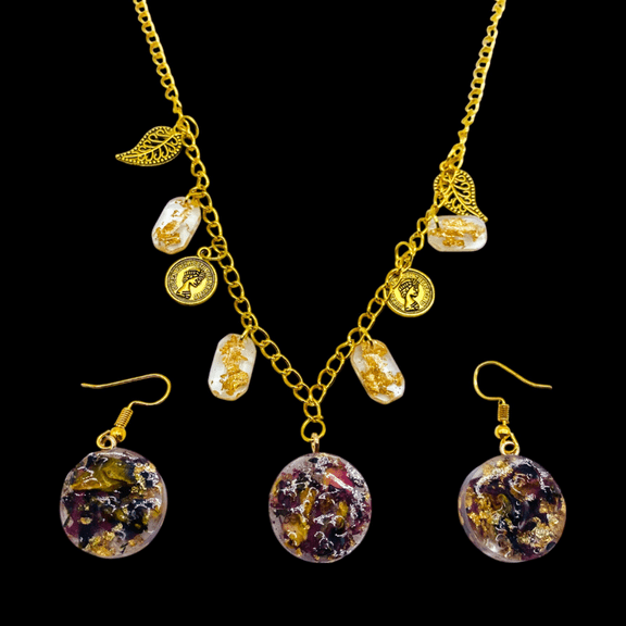 Kajaro Designs Jewels Indian Handmade Resin Pendant Necklace with Earrings for Women | Party Wear Jewelry for gift for Her