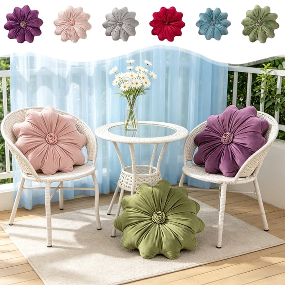 Bowayaoa Floral Shaped Velvet Throw Pillow, Filled Soft Blossom Decorative Cushion, Cute Stylish Accent Pillow for Sofa Bed Living Room Indoor Home Decor Gift