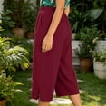 thumbnail image 4 of SHTXOZHI Womens Basic Capri Pants Elastic Waisted Straight Leg Ruched Capris Casual Vacation Bottoms with Pockets, 4 of 6