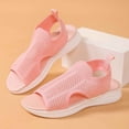 thumbnail image 6 of Huowey Wedge Sandals For Women Dressy Comfortable Summer Casual Hollow Knit Slingback Platform Sandals Open Toe Slip On Thicken Walking Shoes Beach Footwear,e-Pink,6.5, 6 of 9